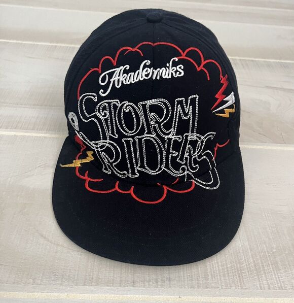 Akademiks Other - Rare Akademiks Black Hat Embroidered Storm Riders Baseball Cap Size 7 3/4 y2K